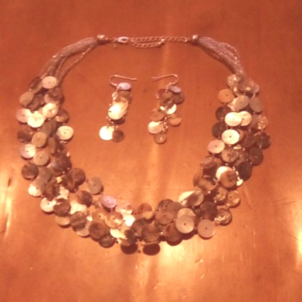 earrings and necklace